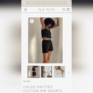 NA NIN Black 100% Cotton Rib Shorts MEDIUM